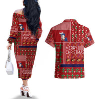 Louisiana Merry Christmas Couples Matching Off The Shoulder Long Sleeve Dress and Hawaiian Shirt Xmas Holiday Patterns - Wonder Print Shop