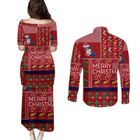 Louisiana Merry Christmas Couples Matching Puletasi and Long Sleeve Button Shirt Xmas Holiday Patterns - Wonder Print Shop