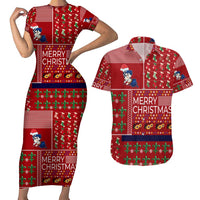 Louisiana Merry Christmas Couples Matching Short Sleeve Bodycon Dress and Hawaiian Shirt Xmas Holiday Patterns - Wonder Print Shop