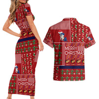 Louisiana Merry Christmas Couples Matching Short Sleeve Bodycon Dress and Hawaiian Shirt Xmas Holiday Patterns - Wonder Print Shop
