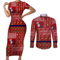 Louisiana Merry Christmas Couples Matching Short Sleeve Bodycon Dress and Long Sleeve Button Shirt Xmas Holiday Patterns - Wonder Print Shop