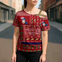 Louisiana Merry Christmas Cross Shoulder Shirt Xmas Holiday Patterns - Wonder Print Shop