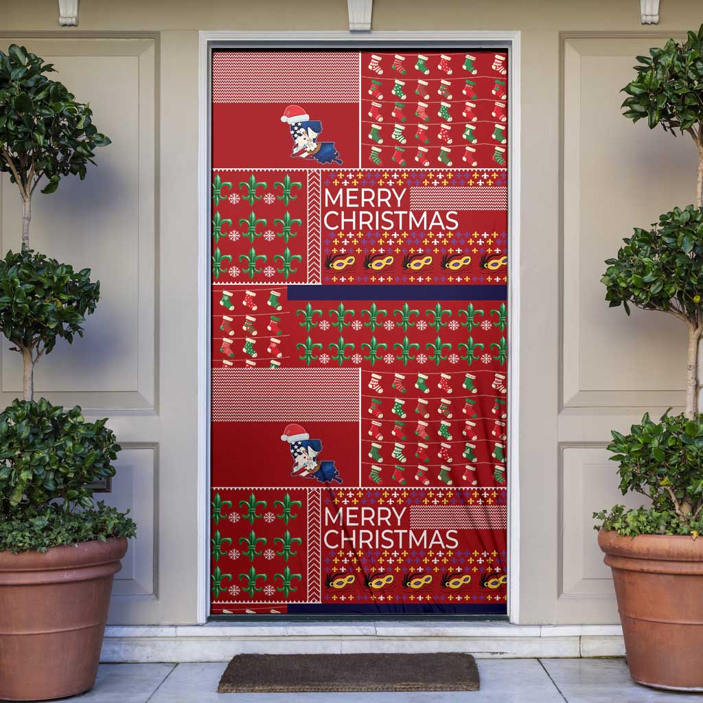 Louisiana Merry Christmas Door Cover Xmas Holiday Patterns - Wonder Print Shop