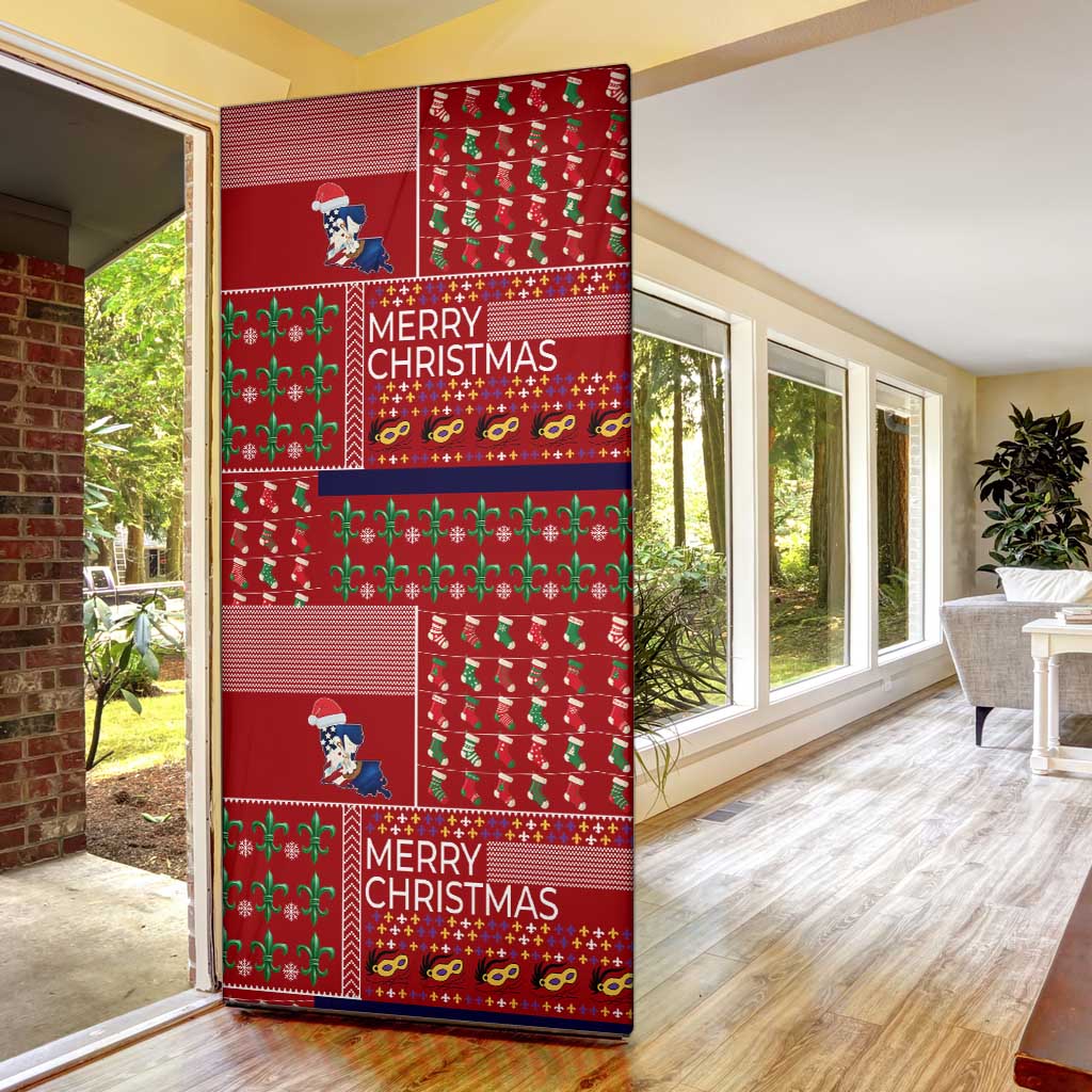 Louisiana Merry Christmas Door Cover Xmas Holiday Patterns - Wonder Print Shop