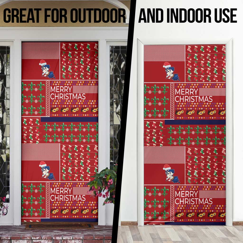 Louisiana Merry Christmas Door Cover Xmas Holiday Patterns - Wonder Print Shop