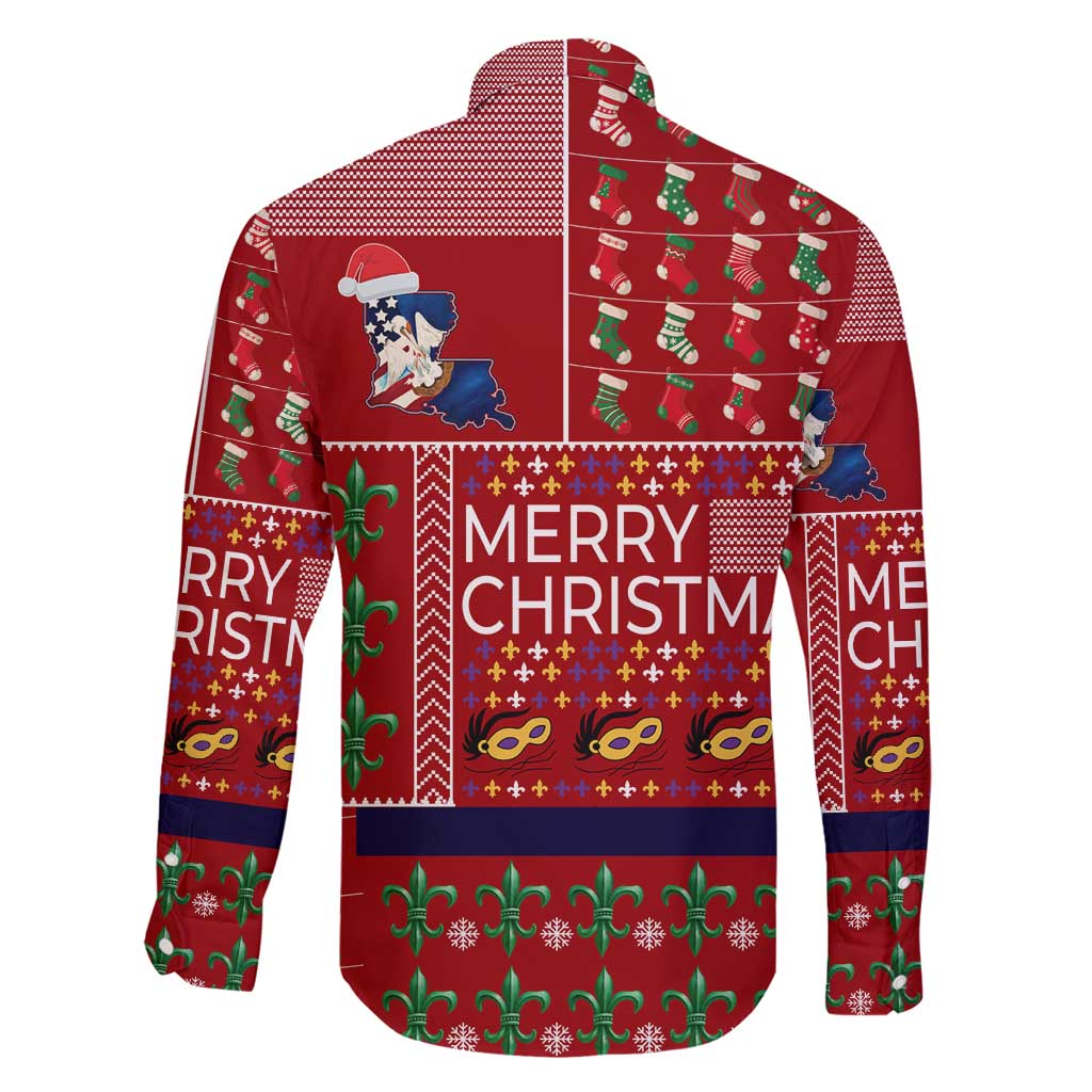 Louisiana Merry Christmas Family Matching Long Sleeve Bodycon Dress and Hawaiian Shirt Xmas Holiday Patterns - Wonder Print Shop