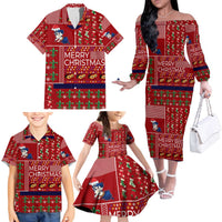 Louisiana Merry Christmas Family Matching Off The Shoulder Long Sleeve Dress and Hawaiian Shirt Xmas Holiday Patterns - Wonder Print Shop