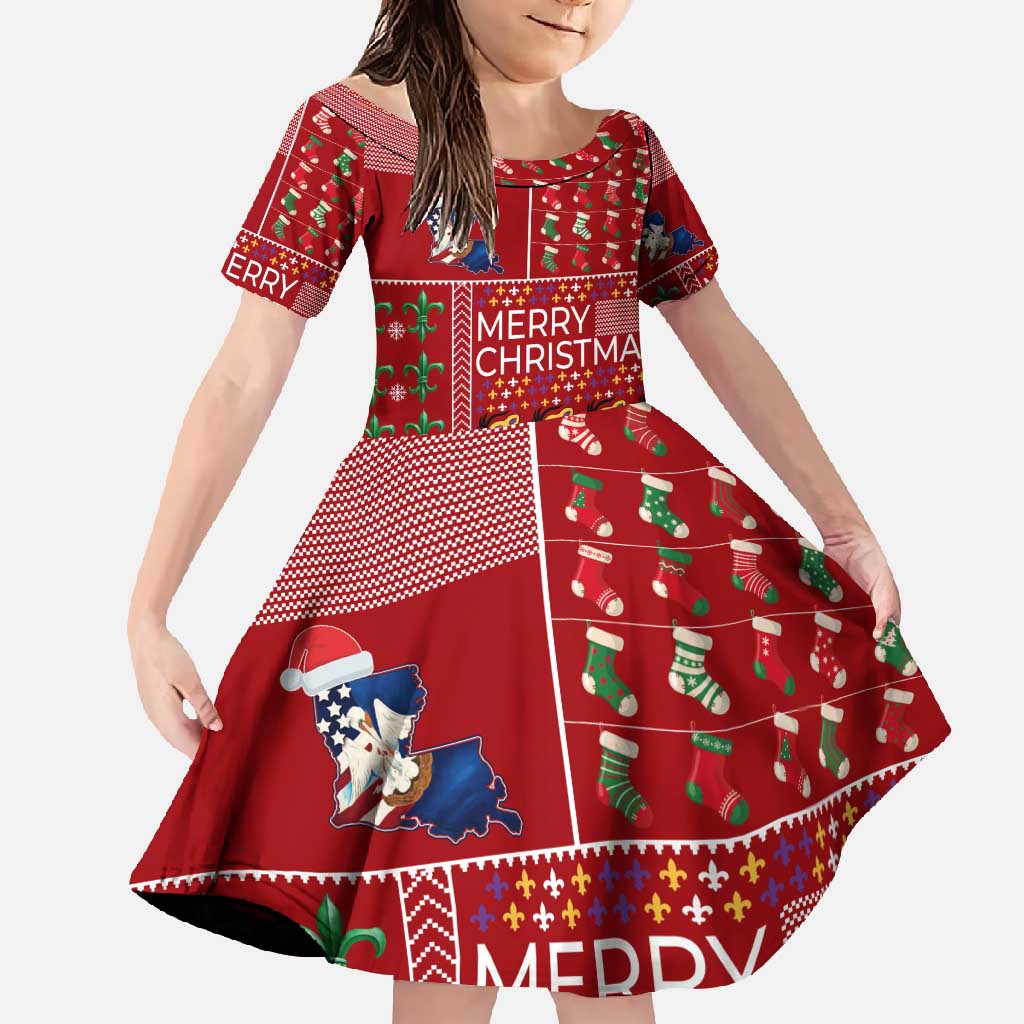 Louisiana Merry Christmas Family Matching Off Shoulder Maxi Dress and Hawaiian Shirt Xmas Holiday Patterns - Wonder Print Shop