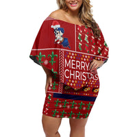 Louisiana Merry Christmas Family Matching Off Shoulder Short Dress and Hawaiian Shirt Xmas Holiday Patterns - Wonder Print Shop