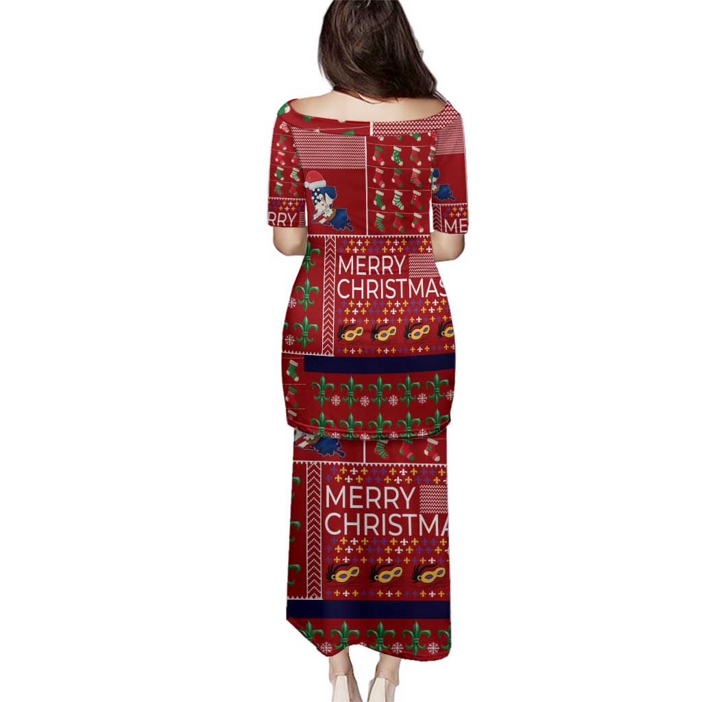 Louisiana Merry Christmas Family Matching Puletasi and Hawaiian Shirt Xmas Holiday Patterns - Wonder Print Shop