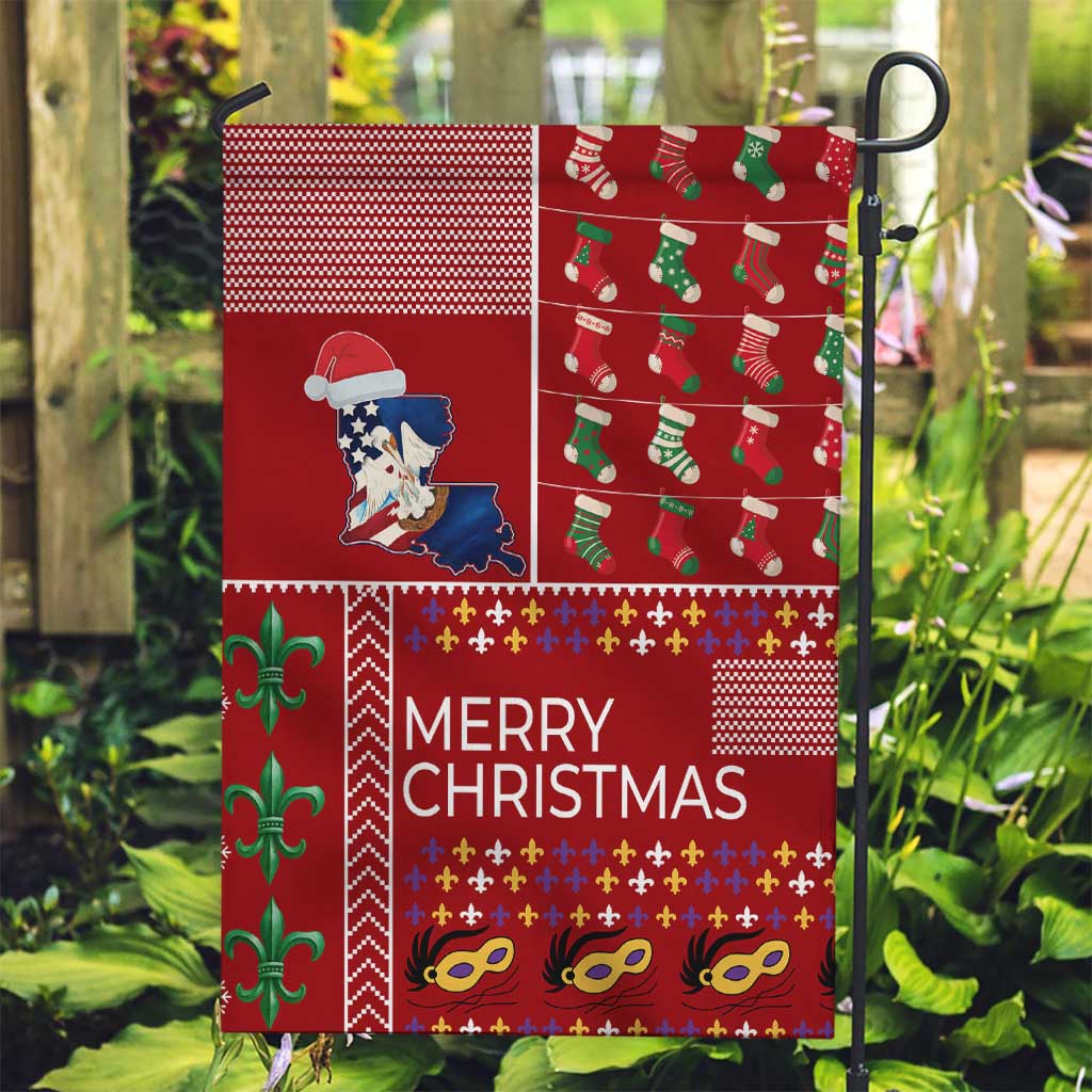 Louisiana Merry Christmas Garden Flag Xmas Holiday Patterns - Wonder Print Shop