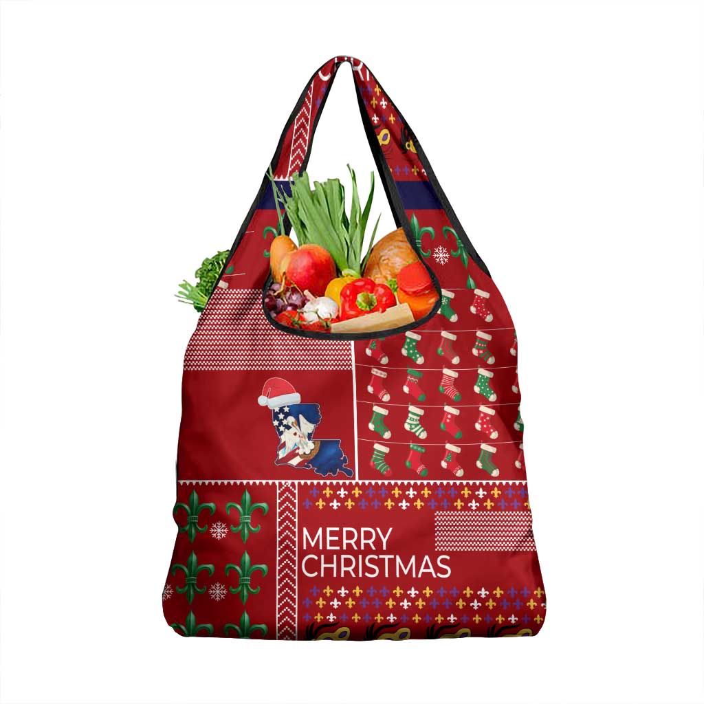 Louisiana Merry Christmas Grocery Bag Xmas Holiday Patterns - Wonder Print Shop