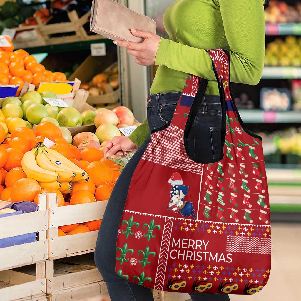 Louisiana Merry Christmas Grocery Bag Xmas Holiday Patterns - Wonder Print Shop