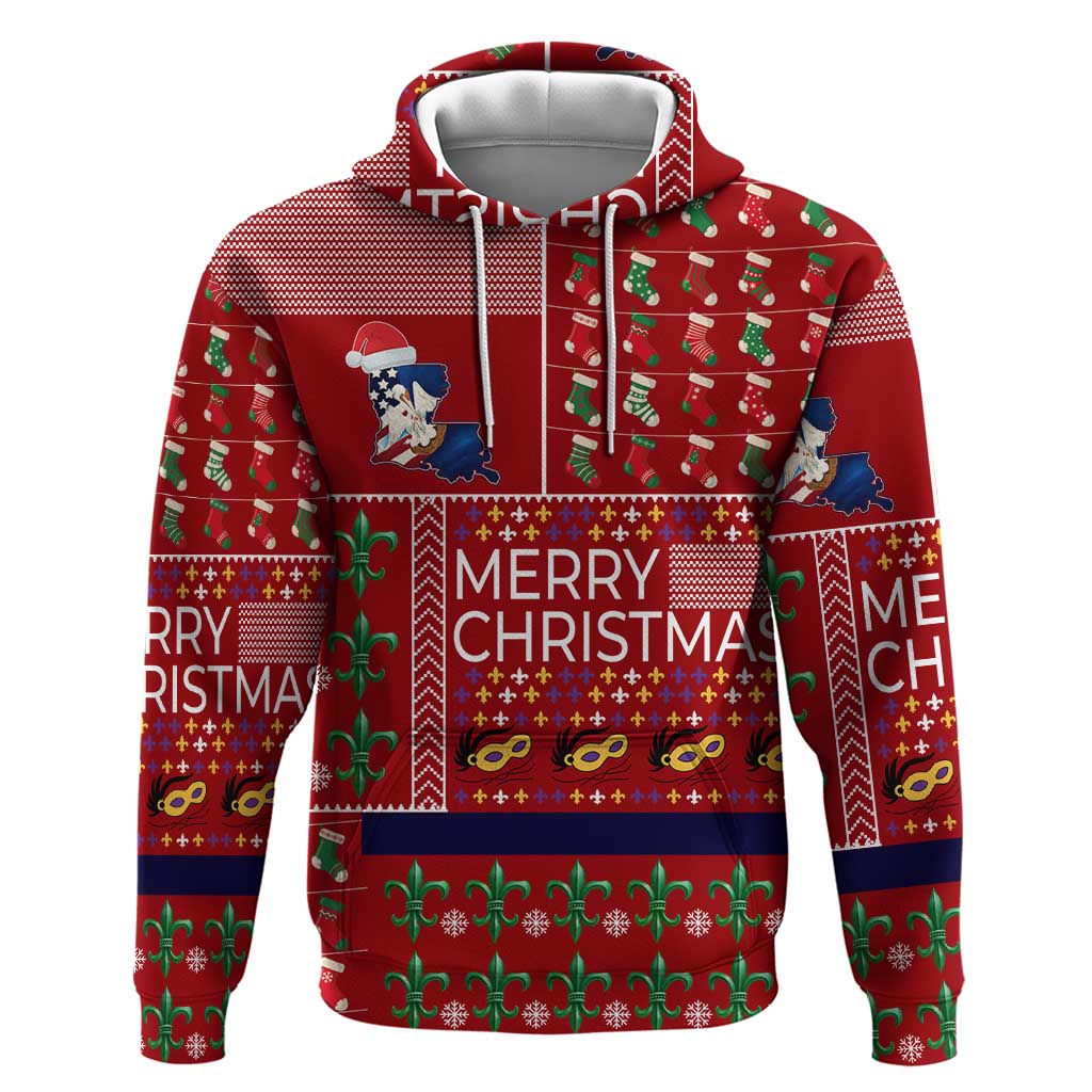 Louisiana Merry Christmas Hoodie Xmas Holiday Patterns - Wonder Print Shop
