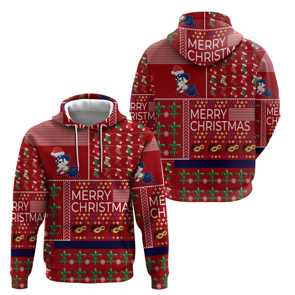 Louisiana Merry Christmas Hoodie Xmas Holiday Patterns - Wonder Print Shop