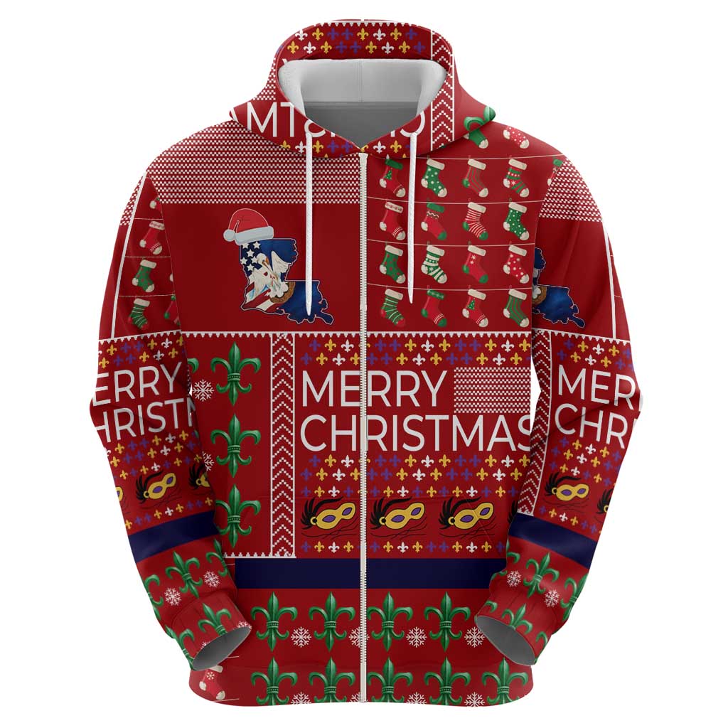 Louisiana Merry Christmas Hoodie Xmas Holiday Patterns - Wonder Print Shop