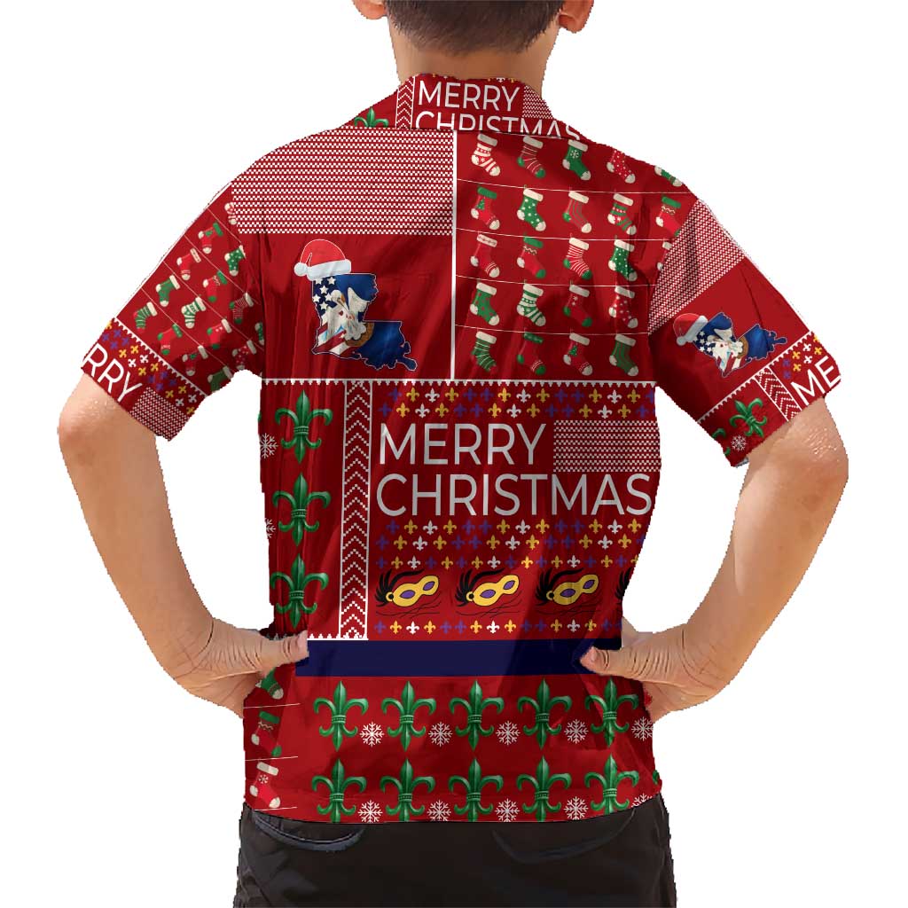 Louisiana Merry Christmas Kid Hawaiian Shirt Xmas Holiday Patterns - Wonder Print Shop