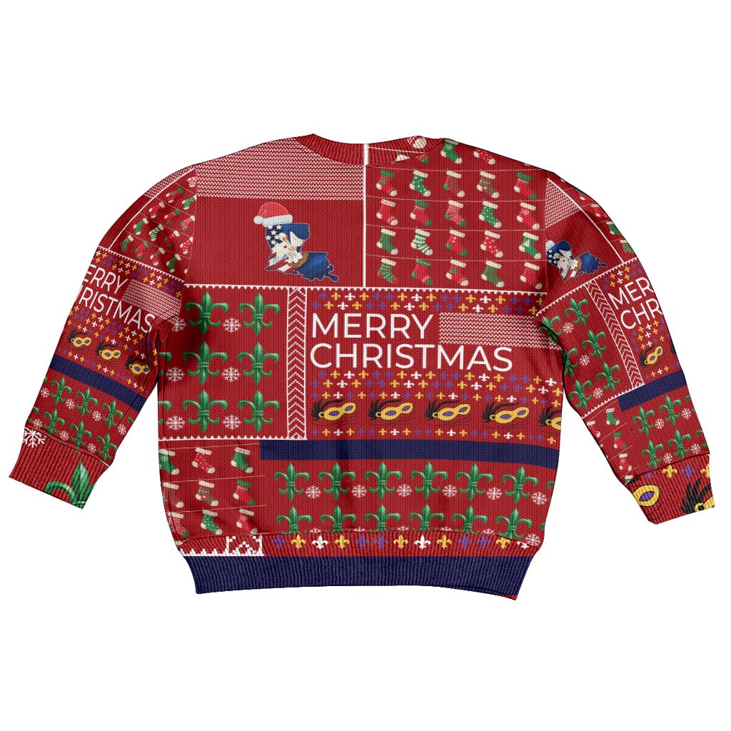 Louisiana Merry Christmas Kid Ugly Christmas Sweater Xmas Holiday Patterns - Wonder Print Shop