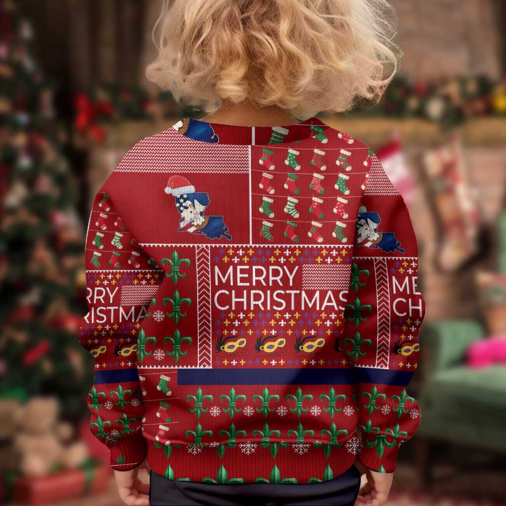 Louisiana Merry Christmas Kid Ugly Christmas Sweater Xmas Holiday Patterns - Wonder Print Shop