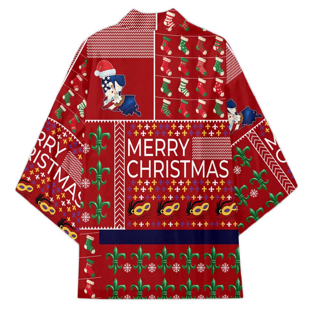 Louisiana Merry Christmas Kimono Xmas Holiday Patterns - Wonder Print Shop