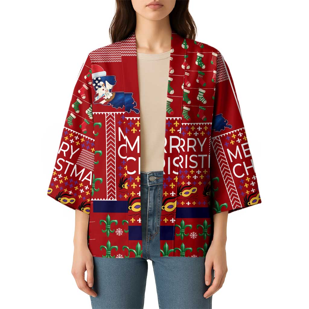 Louisiana Merry Christmas Kimono Xmas Holiday Patterns - Wonder Print Shop