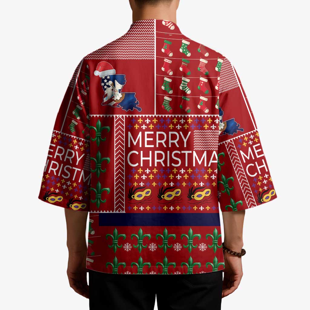 Louisiana Merry Christmas Kimono Xmas Holiday Patterns - Wonder Print Shop