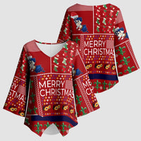 Louisiana Merry Christmas Kimono Sleeve Blouse Xmas Holiday Patterns - Wonder Print Shop