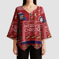 Louisiana Merry Christmas Kimono Sleeve Blouse Xmas Holiday Patterns - Wonder Print Shop