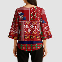 Louisiana Merry Christmas Kimono Sleeve Blouse Xmas Holiday Patterns - Wonder Print Shop