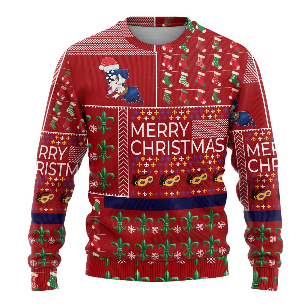 Louisiana Merry Christmas Ugly Christmas Sweater Xmas Holiday Patterns - Wonder Print Shop