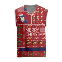 Louisiana Merry Christmas Knitted V-Neck Vest Xmas Holiday Patterns - Wonder Print Shop