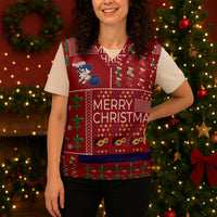 Louisiana Merry Christmas Knitted V-Neck Vest Xmas Holiday Patterns - Wonder Print Shop