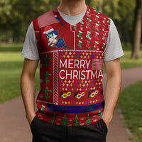 Louisiana Merry Christmas Knitted V-Neck Vest Xmas Holiday Patterns - Wonder Print Shop