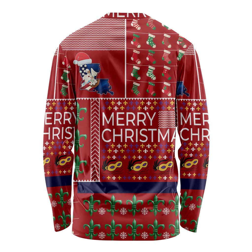 Louisiana Merry Christmas Long Sleeve Shirt Xmas Holiday Patterns - Wonder Print Shop
