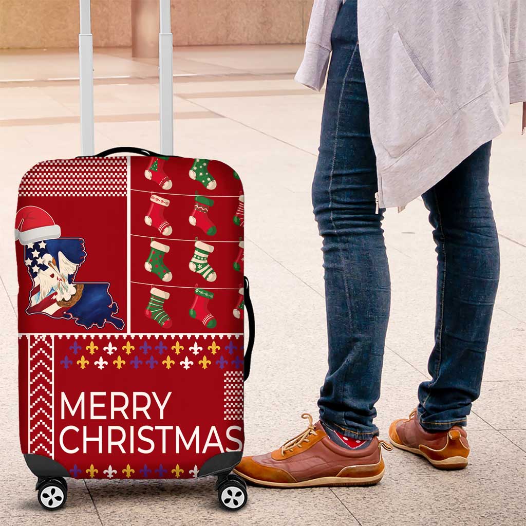 Louisiana Merry Christmas Luggage Cover Xmas Holiday Patterns - Wonder Print Shop