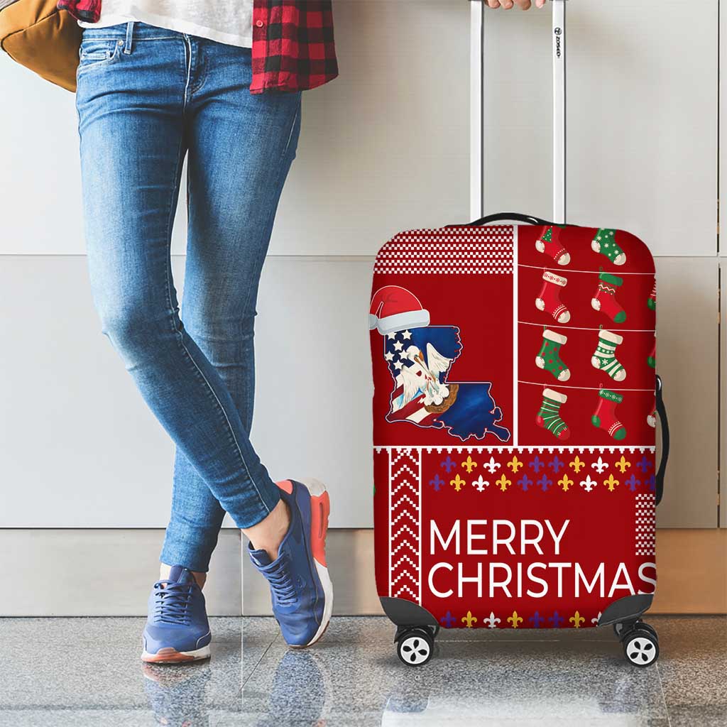 Louisiana Merry Christmas Luggage Cover Xmas Holiday Patterns - Wonder Print Shop