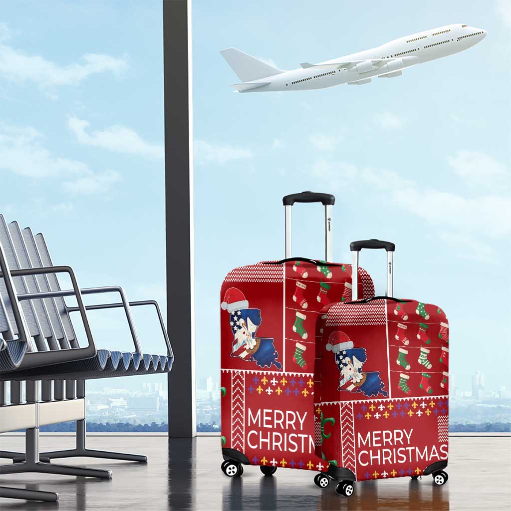 Louisiana Merry Christmas Luggage Cover Xmas Holiday Patterns - Wonder Print Shop