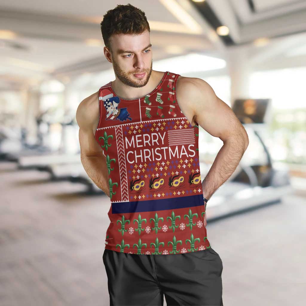 Louisiana Merry Christmas Men Tank Top Xmas Holiday Patterns - Wonder Print Shop