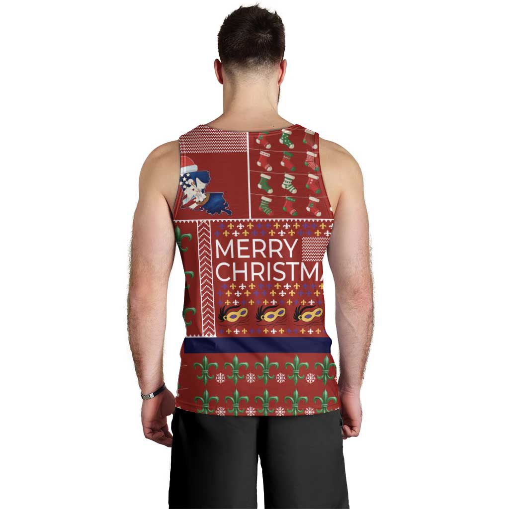 Louisiana Merry Christmas Men Tank Top Xmas Holiday Patterns - Wonder Print Shop