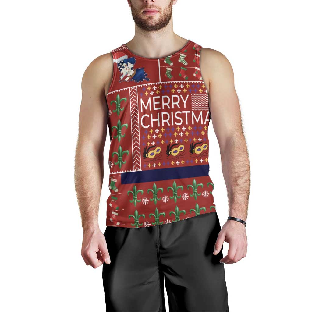 Louisiana Merry Christmas Men Tank Top Xmas Holiday Patterns - Wonder Print Shop