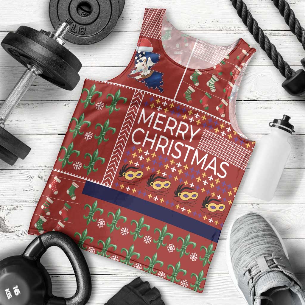Louisiana Merry Christmas Men Tank Top Xmas Holiday Patterns - Wonder Print Shop