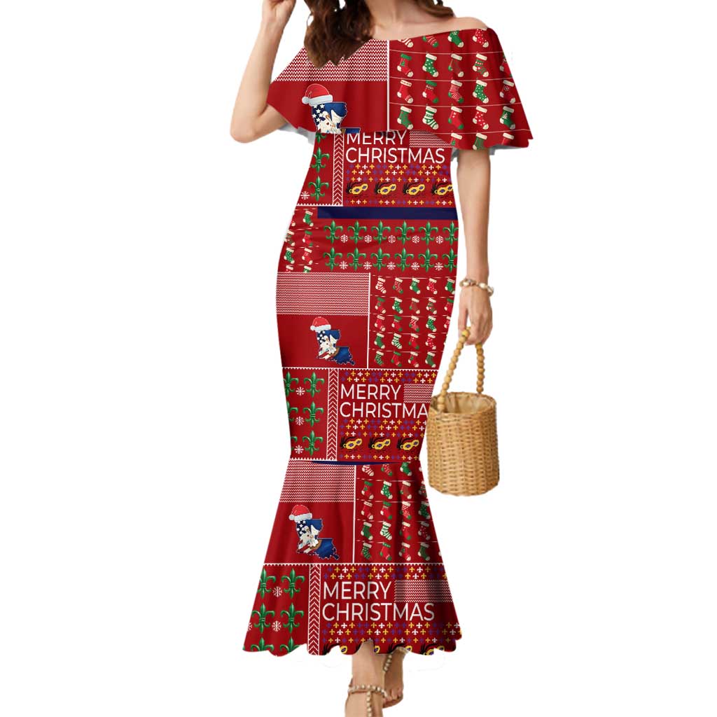 Louisiana Merry Christmas Mermaid Dress Xmas Holiday Patterns - Wonder Print Shop