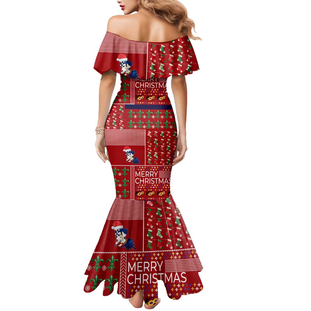Louisiana Merry Christmas Mermaid Dress Xmas Holiday Patterns - Wonder Print Shop