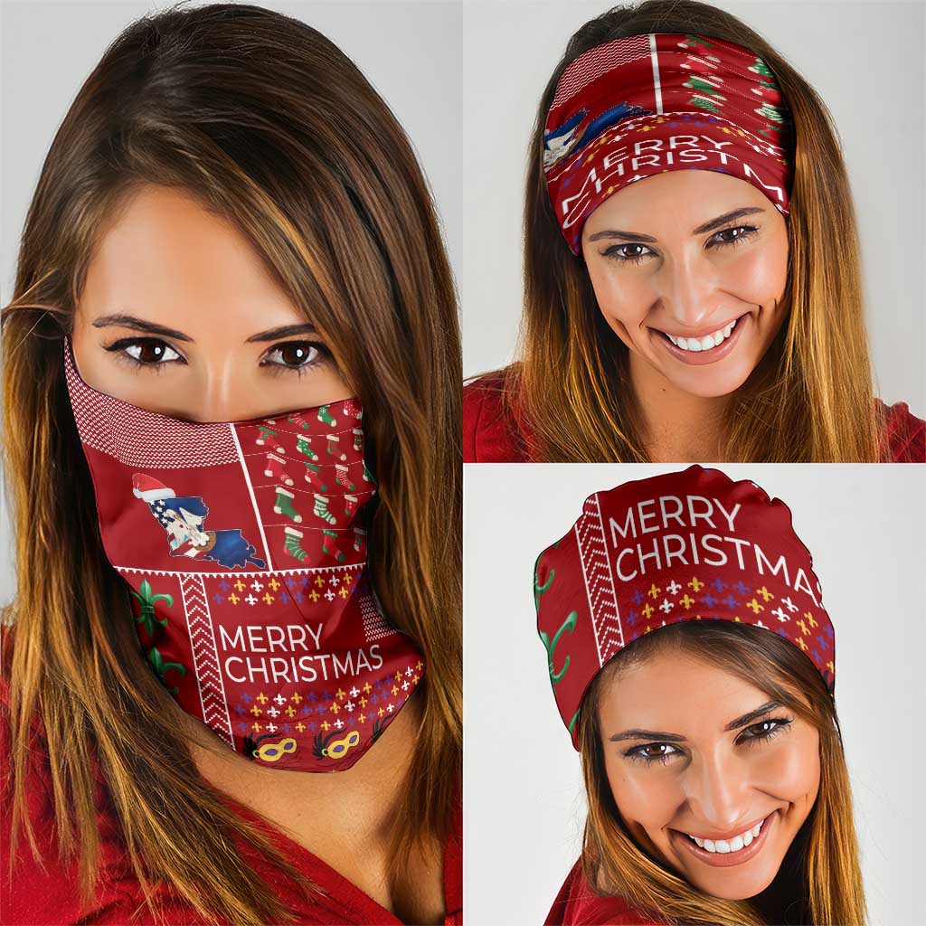 Louisiana Merry Christmas Neck Gaiter Xmas Holiday Patterns - Wonder Print Shop