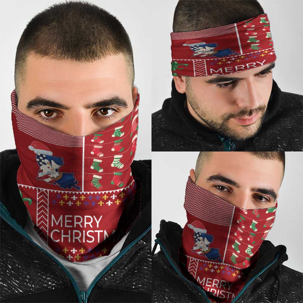 Louisiana Merry Christmas Neck Gaiter Xmas Holiday Patterns - Wonder Print Shop