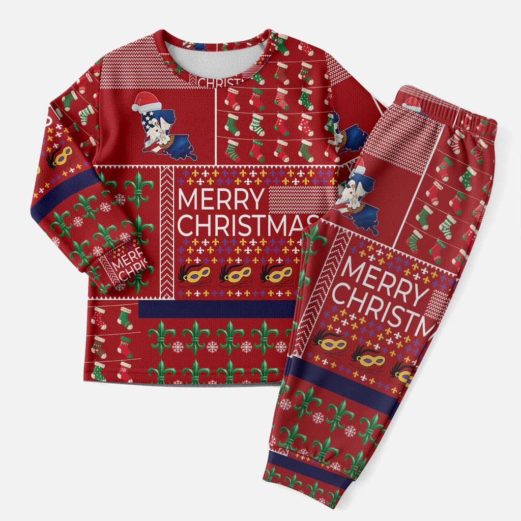 Louisiana Merry Christmas Pajama Set Xmas Holiday Patterns - Wonder Print Shop