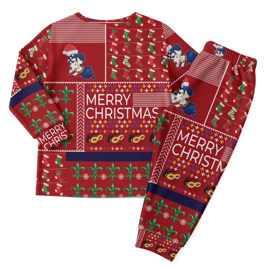 Louisiana Merry Christmas Pajama Set Xmas Holiday Patterns - Wonder Print Shop