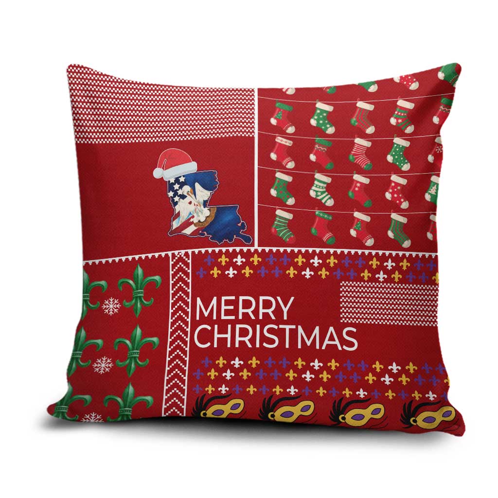 Louisiana Merry Christmas Pillow Cover Xmas Holiday Patterns - Wonder Print Shop