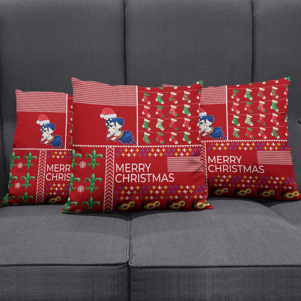 Louisiana Merry Christmas Pillow Cover Xmas Holiday Patterns - Wonder Print Shop