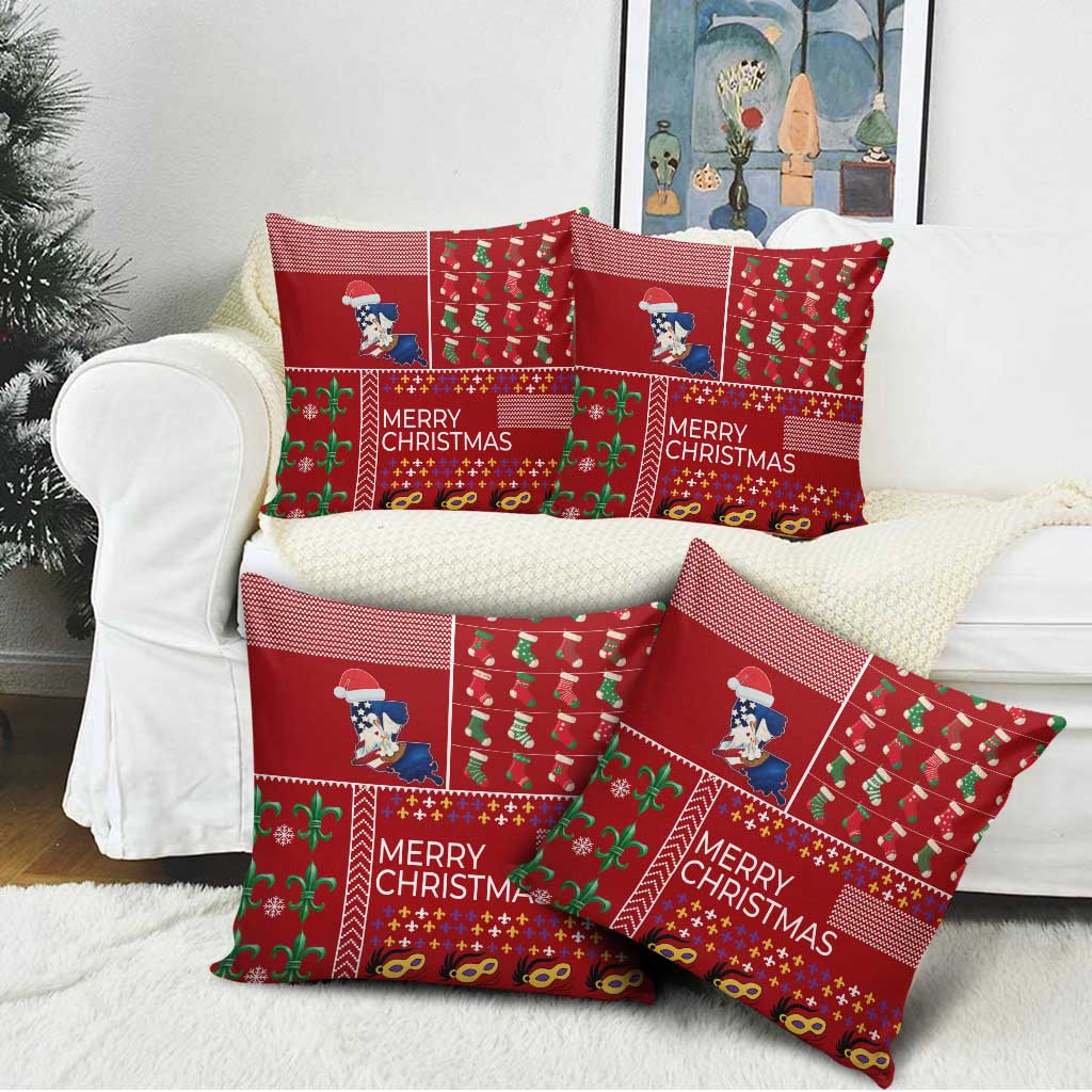 Louisiana Merry Christmas Pillow Cover Xmas Holiday Patterns - Wonder Print Shop